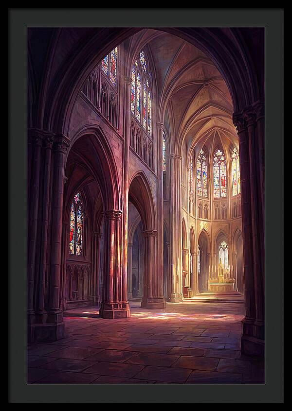 Cathedral Interior With Stained Glass