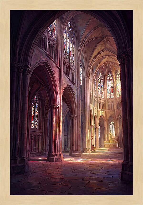 Cathedral Interior With Stained Glass