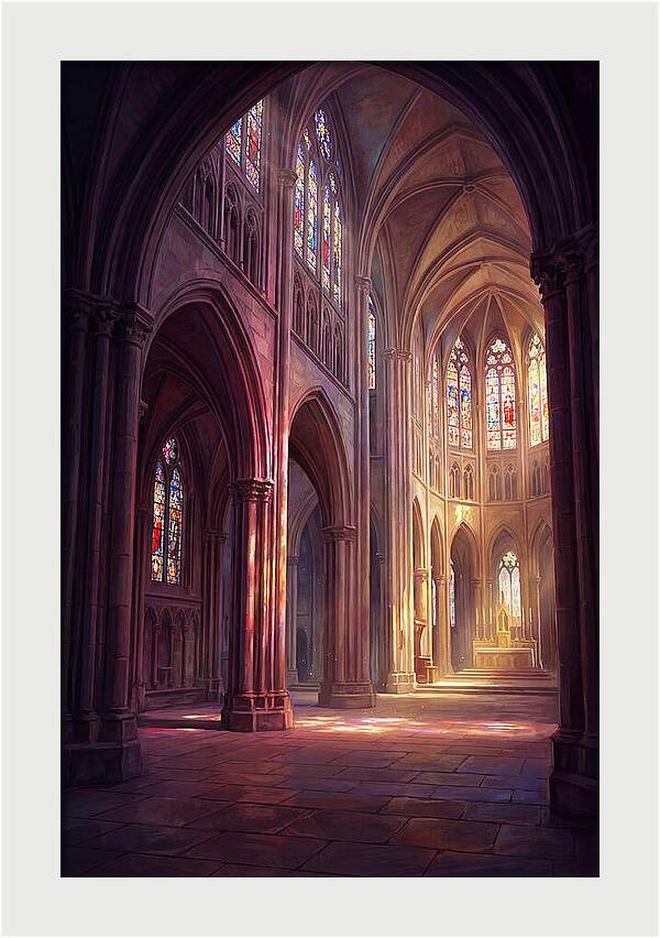 Cathedral Interior With Stained Glass