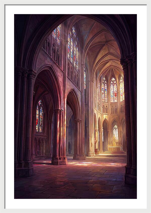 Cathedral Interior With Stained Glass