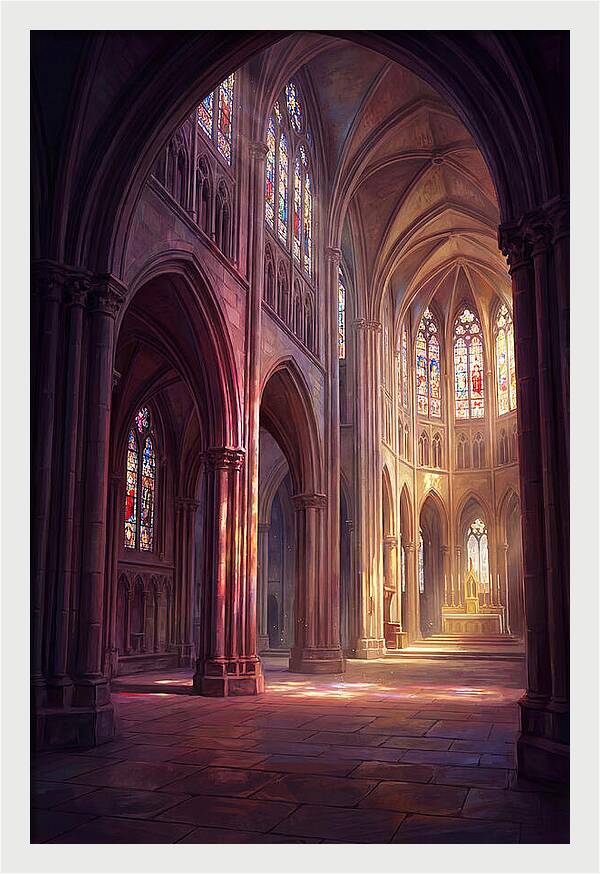 Cathedral Interior With Stained Glass