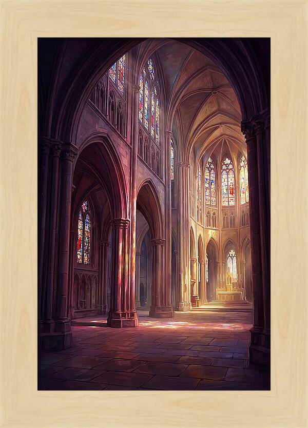 Cathedral Interior With Stained Glass