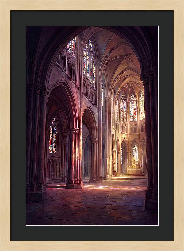 Cathedral Interior With Stained Glass