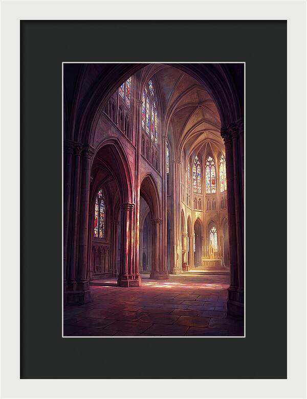 Cathedral Interior With Stained Glass