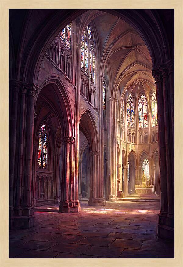 Cathedral Interior With Stained Glass