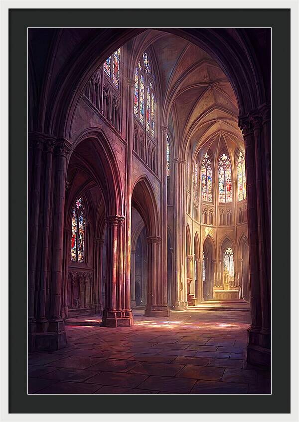Cathedral Interior With Stained Glass