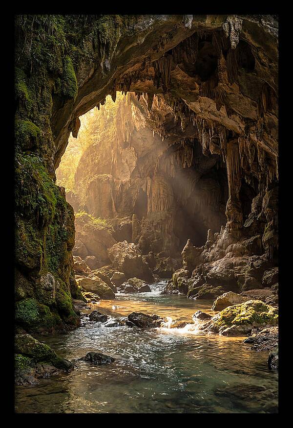 Cave Entrance Illuminated By Sunlight