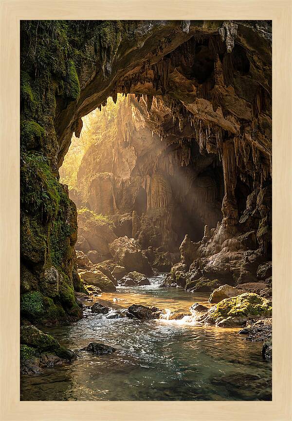 Cave Entrance Illuminated By Sunlight