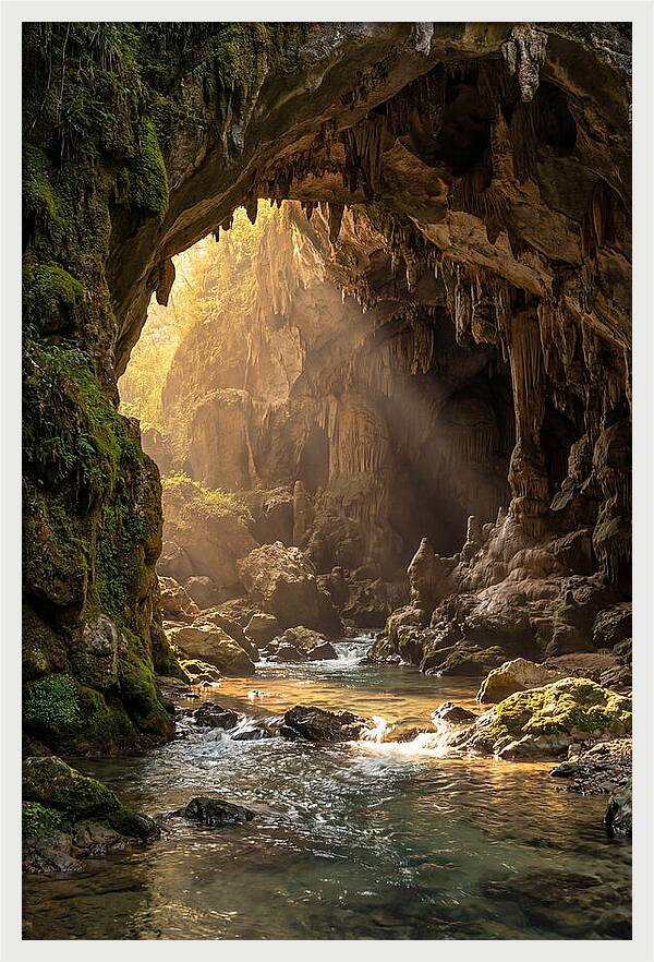 Cave Entrance Illuminated By Sunlight