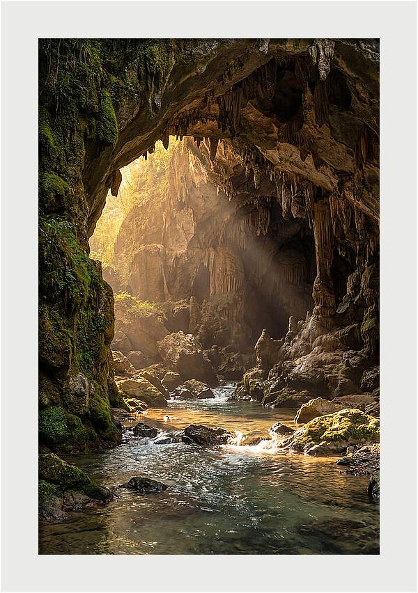 Cave Entrance Illuminated By Sunlight