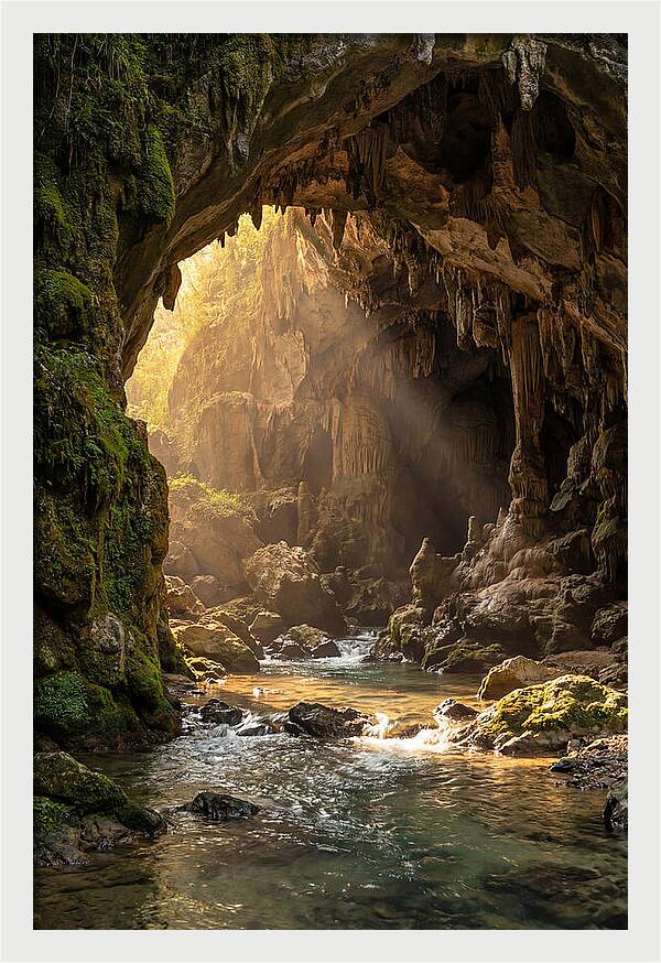 Cave Entrance Illuminated By Sunlight