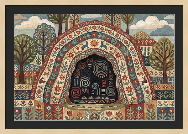 Cave Entrance With Folk Patterns
