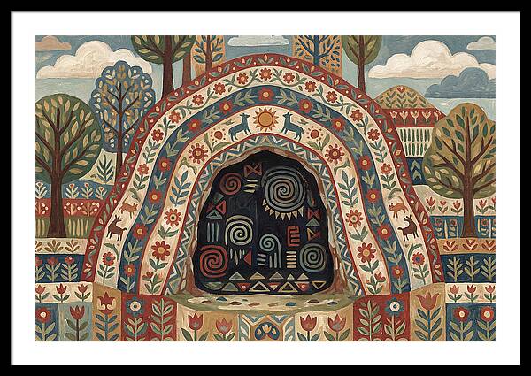 Cave Entrance With Folk Patterns