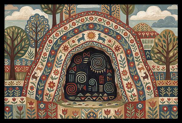 Cave Entrance With Folk Patterns