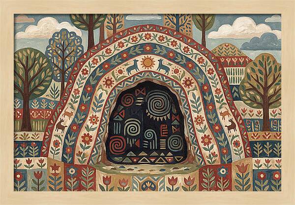 Cave Entrance With Folk Patterns