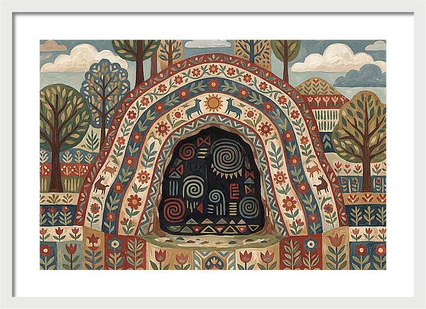 Cave Entrance With Folk Patterns