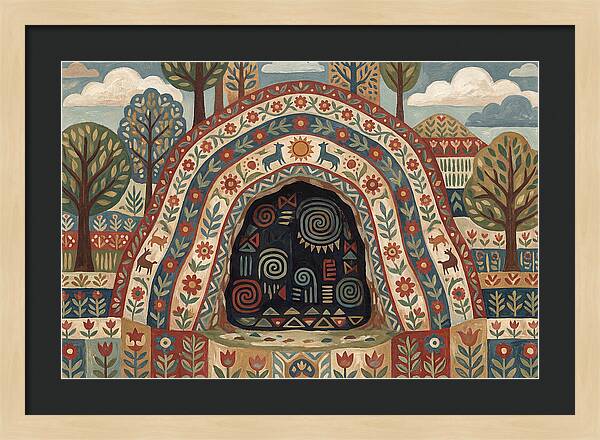 Cave Entrance With Folk Patterns