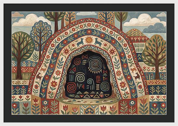 Cave Entrance With Folk Patterns