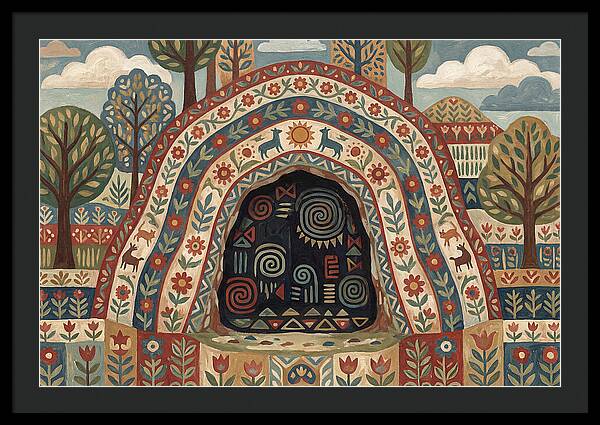 Cave Entrance With Folk Patterns