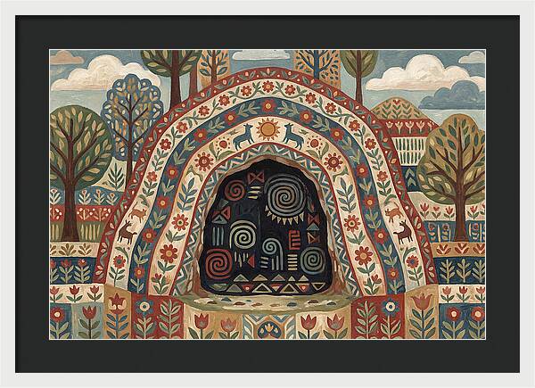 Cave Entrance With Folk Patterns
