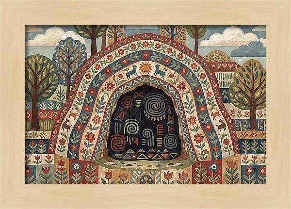Cave Entrance With Folk Patterns