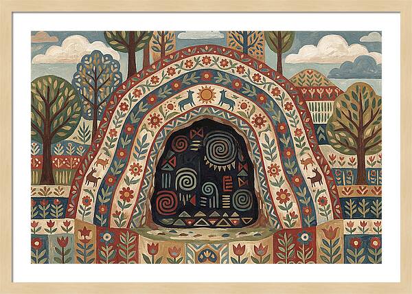 Cave Entrance With Folk Patterns