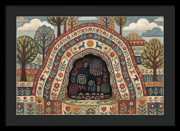 Cave Entrance With Folk Patterns