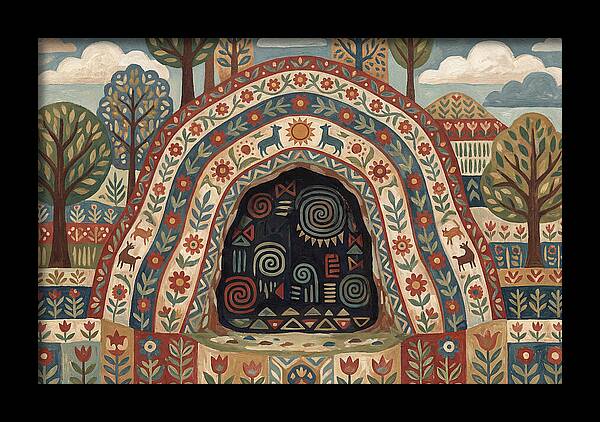 Cave Entrance With Folk Patterns