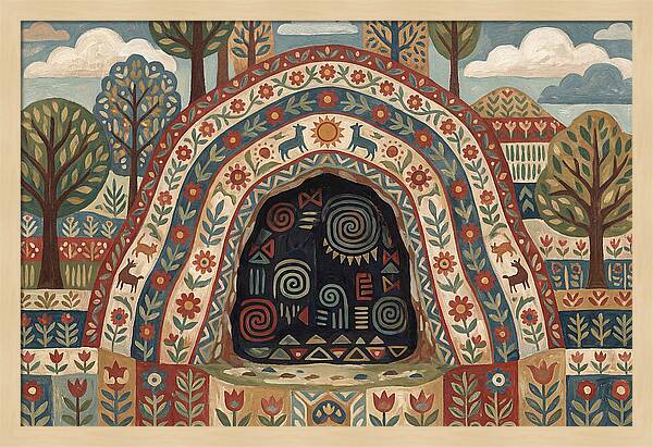 Cave Entrance With Folk Patterns