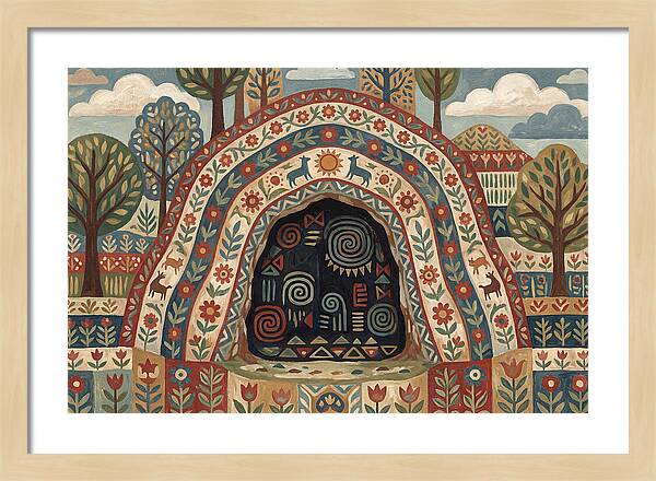 Cave Entrance With Folk Patterns