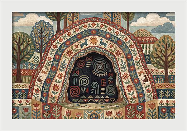 Cave Entrance With Folk Patterns