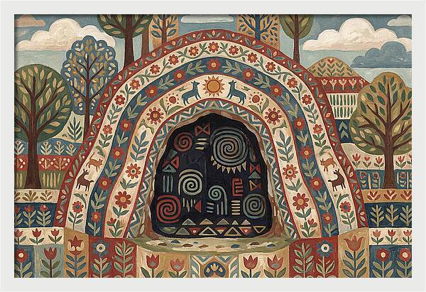 Cave Entrance With Folk Patterns