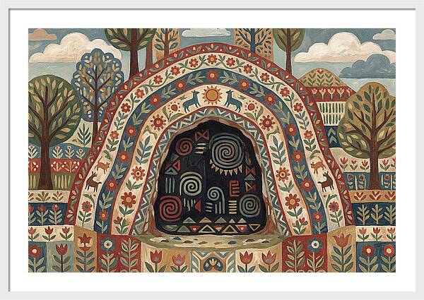 Cave Entrance With Folk Patterns