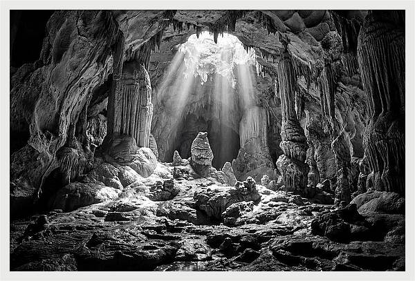 Cave Vista In Black And White