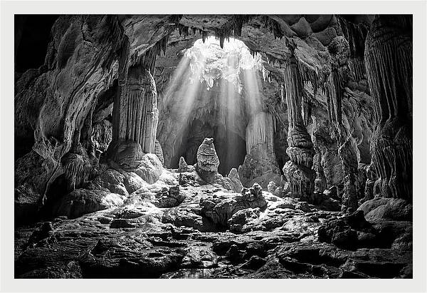 Cave Vista In Black And White