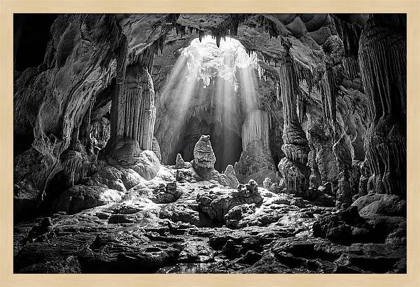 Cave Vista In Black And White