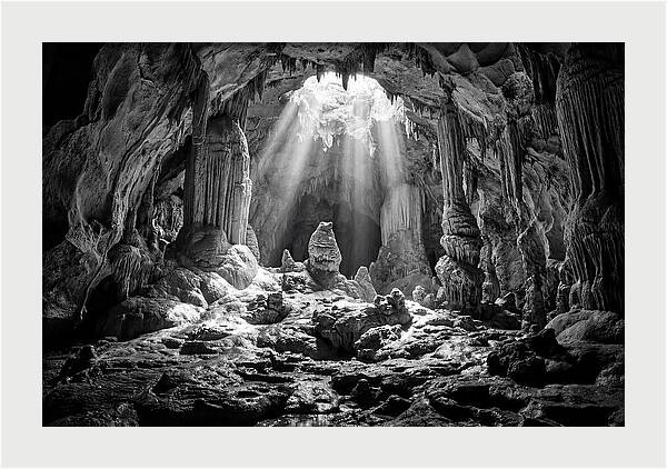 Cave Vista In Black And White