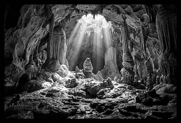 Cave Vista In Black And White