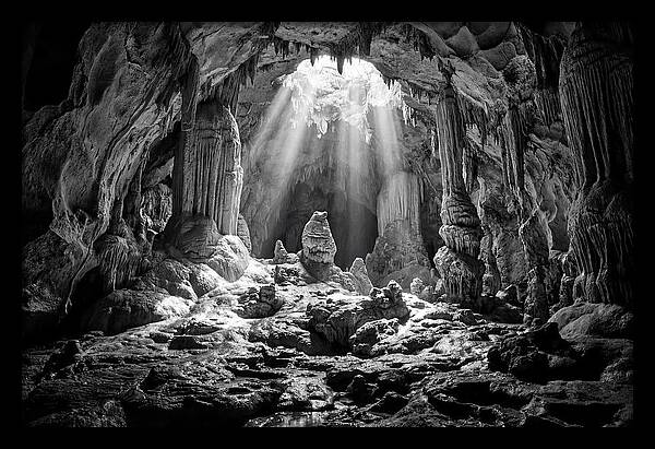 Cave Vista In Black And White
