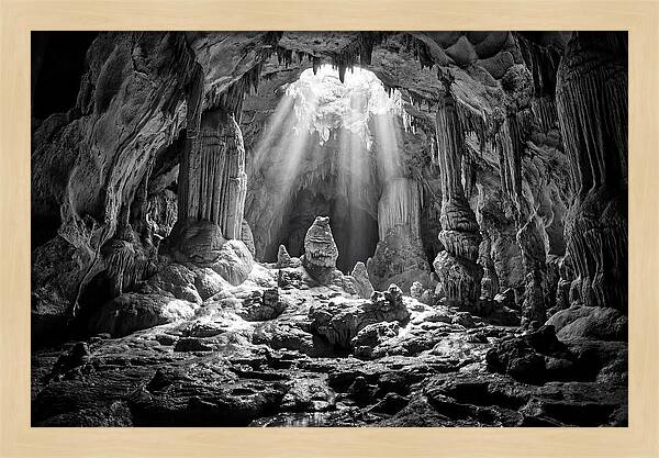 Cave Vista In Black And White