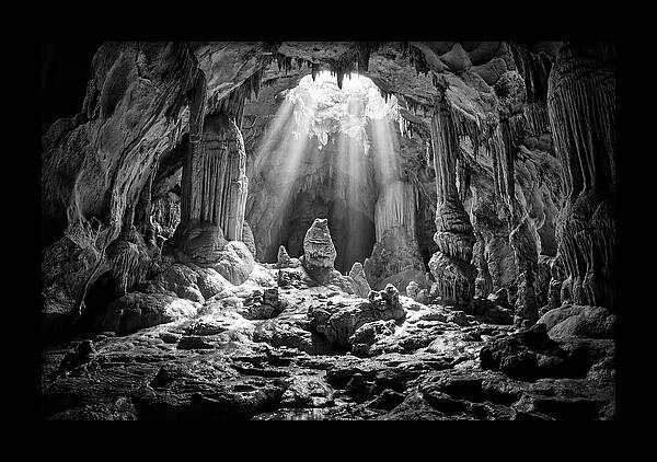 Cave Vista In Black And White