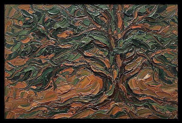 Cedar Tree In Palette Knife Style