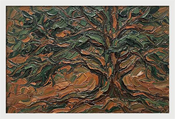 Cedar Tree In Palette Knife Style