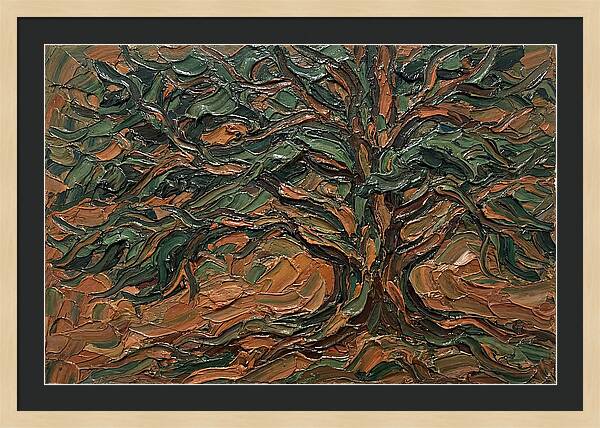 Cedar Tree In Palette Knife Style