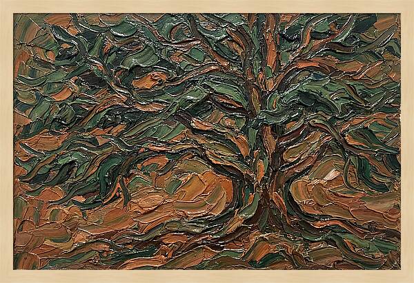 Cedar Tree In Palette Knife Style