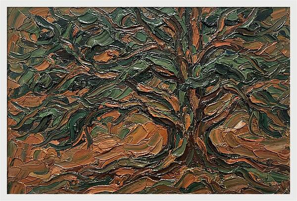 Cedar Tree In Palette Knife Style