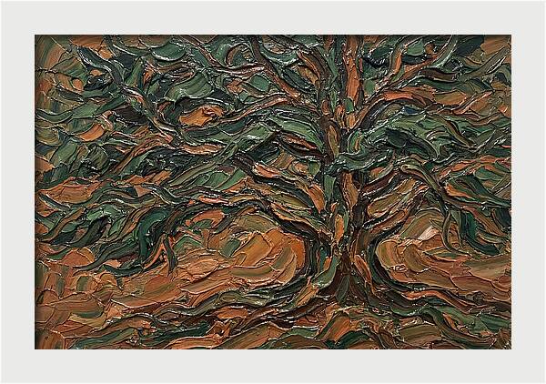 Cedar Tree In Palette Knife Style