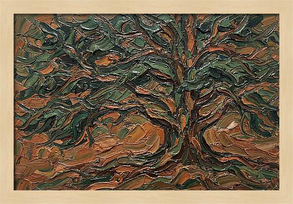 Cedar Tree In Palette Knife Style