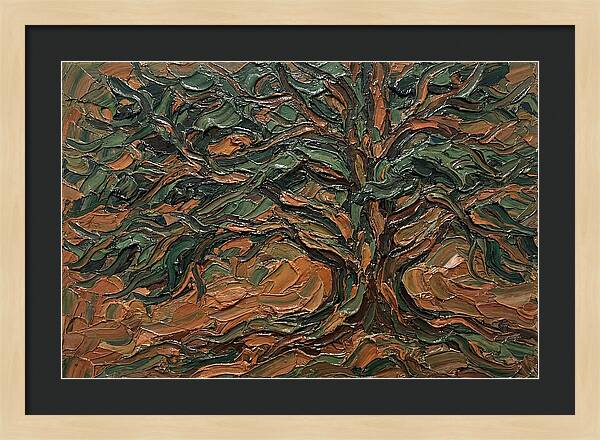 Cedar Tree In Palette Knife Style