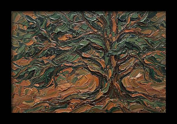 Cedar Tree In Palette Knife Style